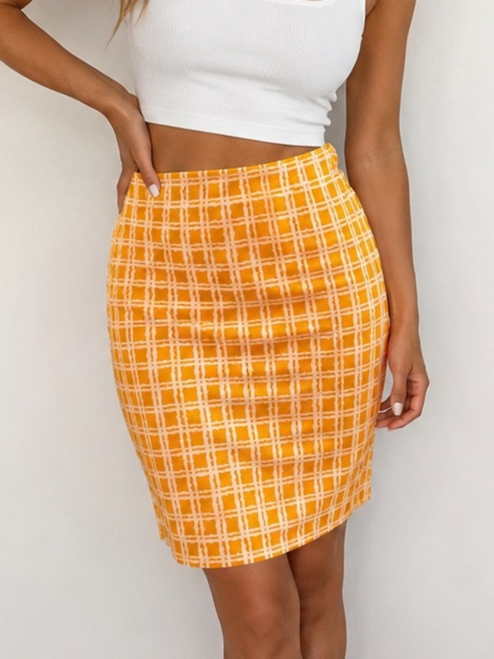 Talbots Yellow Plaid Pencil Skirt